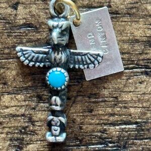 Sterling Silver and Turquoise Totem Pole Charm